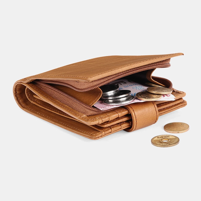 Men Bifold RFID Blocking Wallet Horizontal Large Capacity Multi-card Slot Card Holder Coin Purse Driver's License Wallet