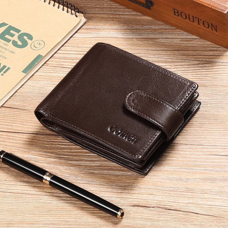 Men Bifold RFID Blocking Wallet Horizontal Large Capacity Multi-card Slot Card Holder Coin Purse Driver's License Wallet