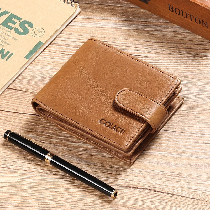 Men Bifold RFID Blocking Wallet Horizontal Large Capacity Multi-card Slot Card Holder Coin Purse Driver's License Wallet