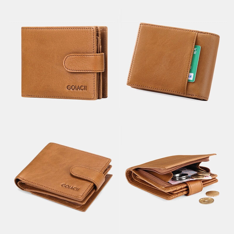 Men Bifold RFID Blocking Wallet Horizontal Large Capacity Multi-card Slot Card Holder Coin Purse Driver's License Wallet
