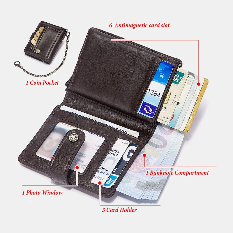 Men Bifold Short RFID Blocking Anti Magnetic Wallet