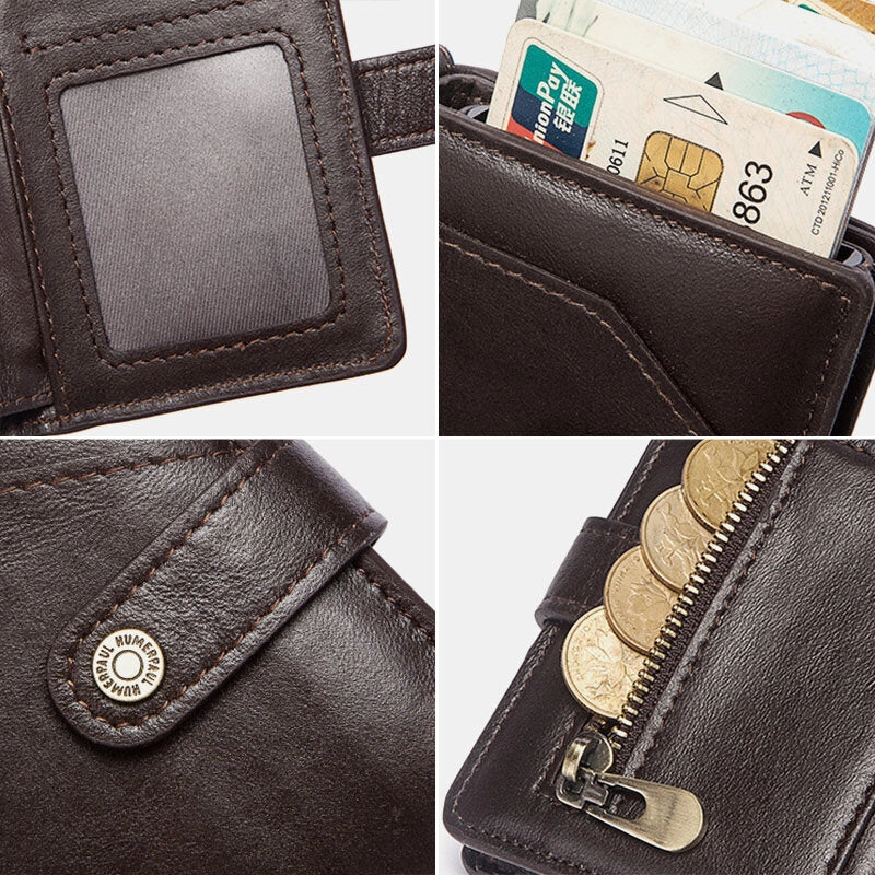 Men Bifold Short RFID Blocking Anti Magnetic Wallet