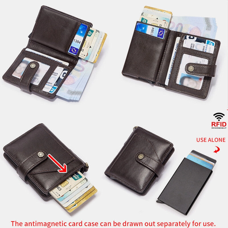 Men Bifold Short RFID Blocking Anti Magnetic Wallet