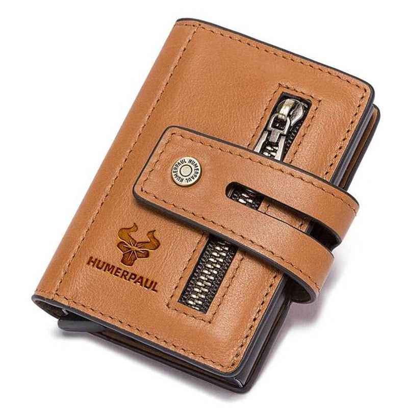 Men Bifold Short RFID Blocking Anti Magnetic Wallet