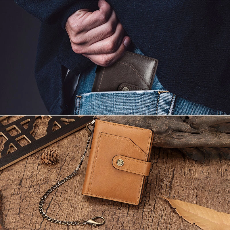 Men Bifold Short RFID Blocking Anti Magnetic Wallet