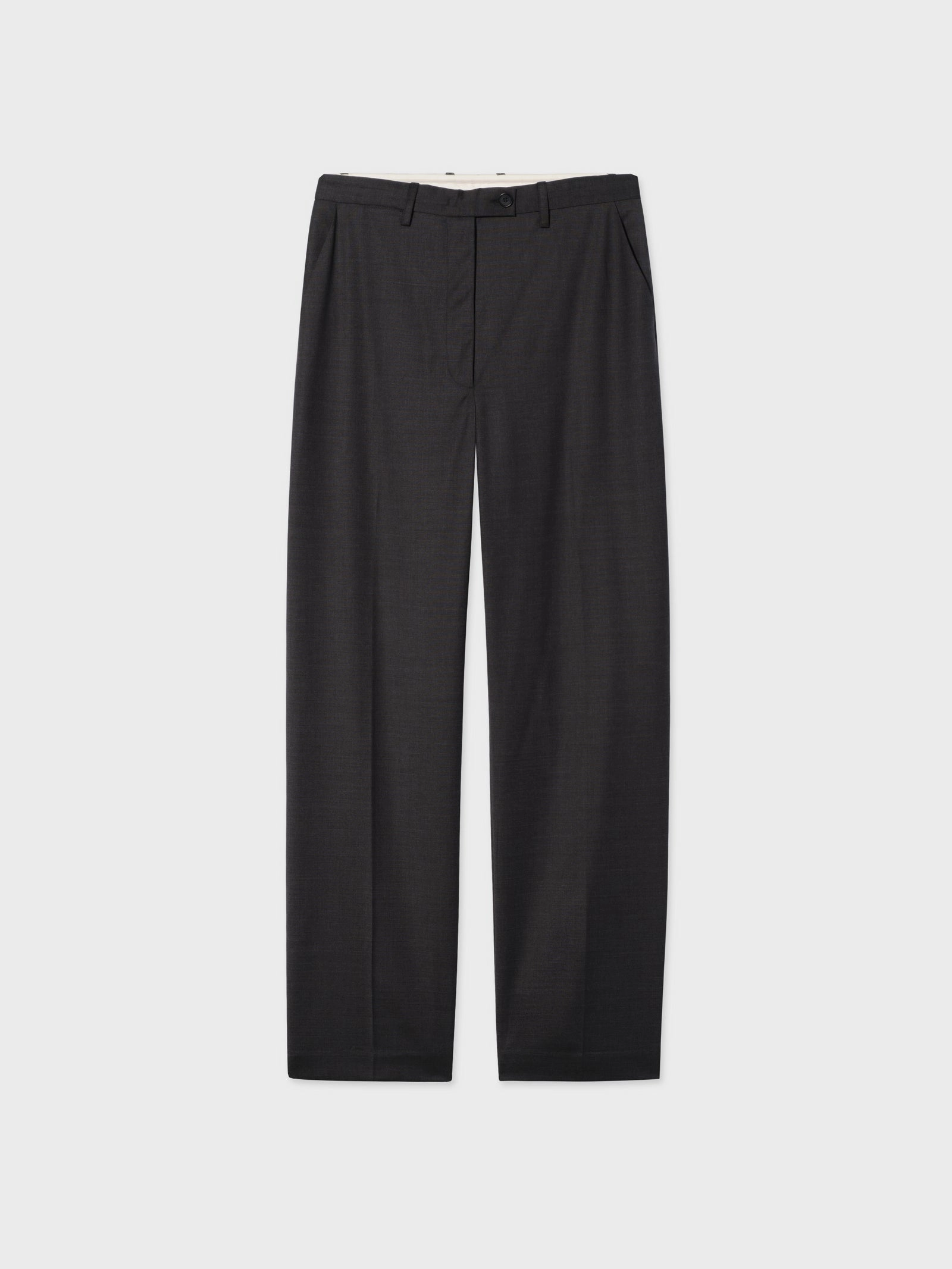 Menswear Drop Waist Pant in Merino Wool - Grey Melange