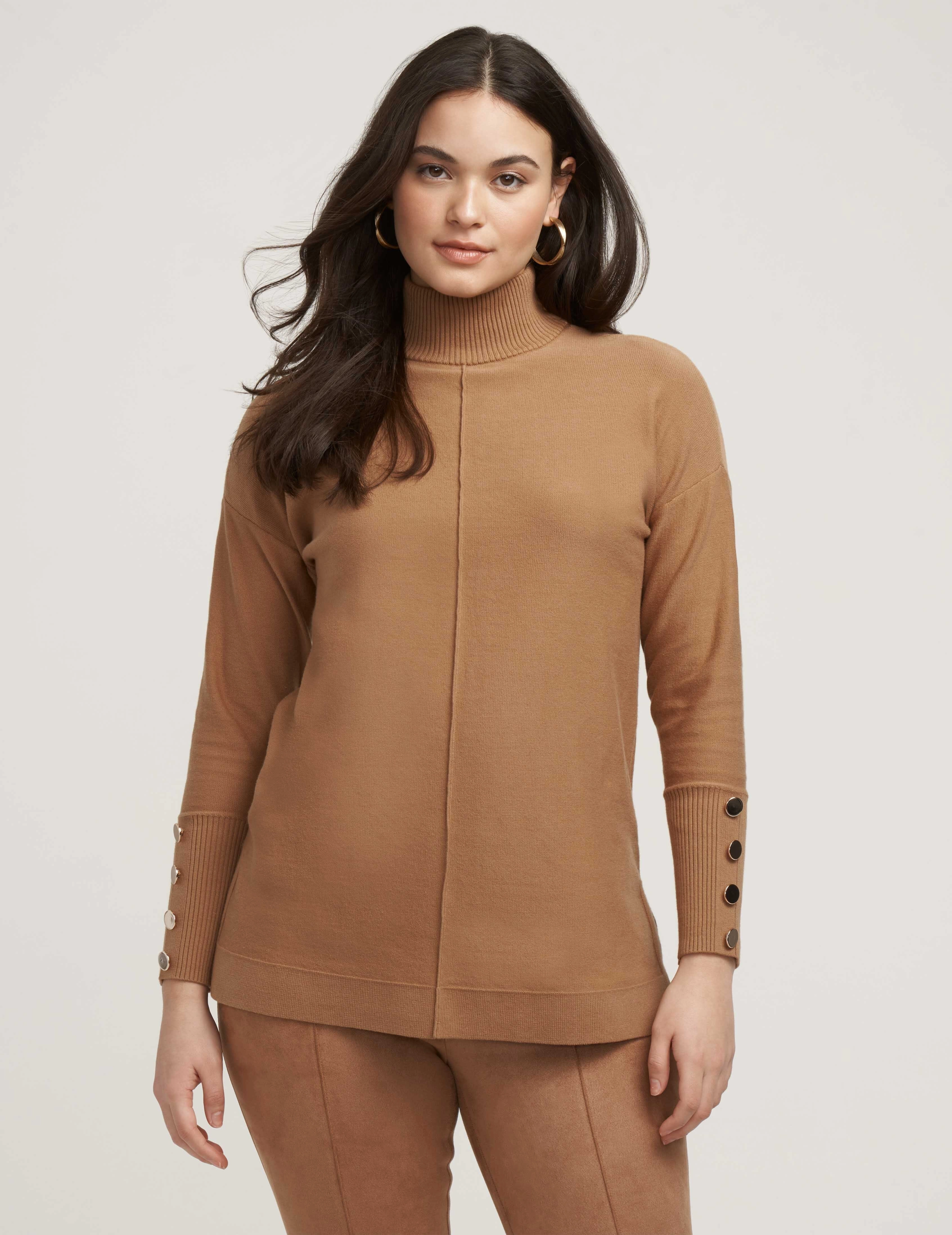 Mock Neck Elbow Sleeve Sweater- Sale