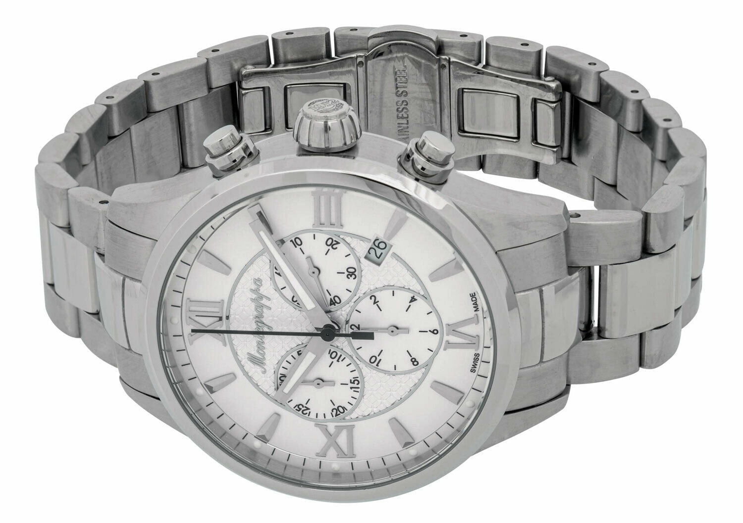 Montegrappa Fortuna Chronograph Date White Dial Stainless Steel Quartz Men's Watch IDFOWCIJ