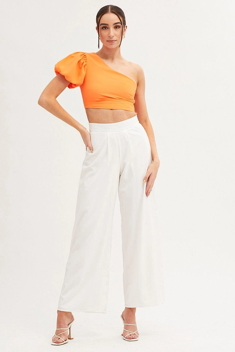 Orange One Shoulder Crop Top