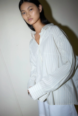 Oversized Gathered Shirt - Raquette Stripe
