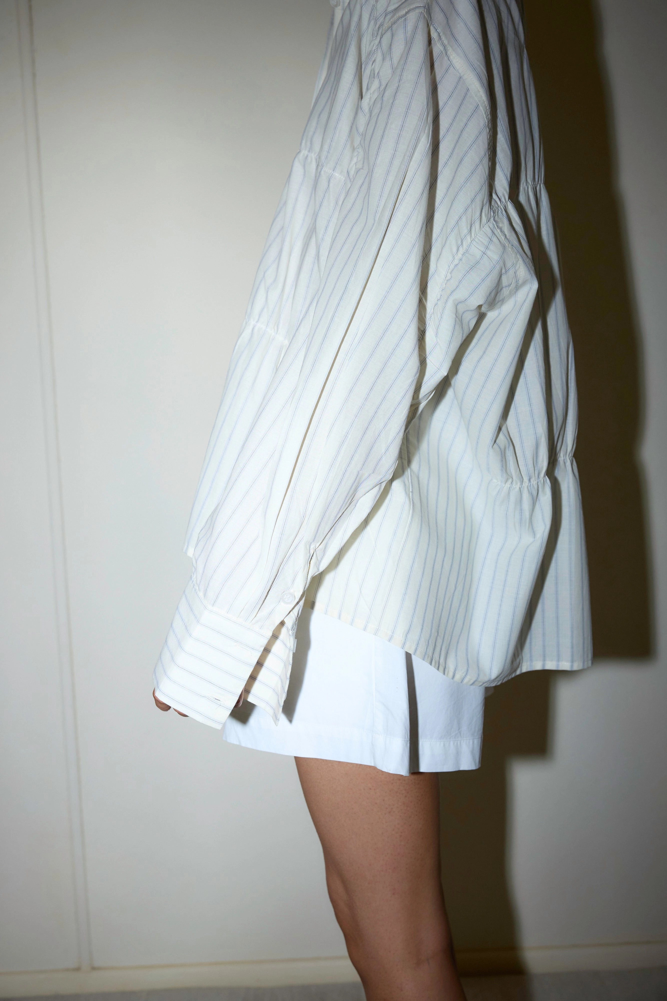 Oversized Gathered Shirt - Raquette Stripe