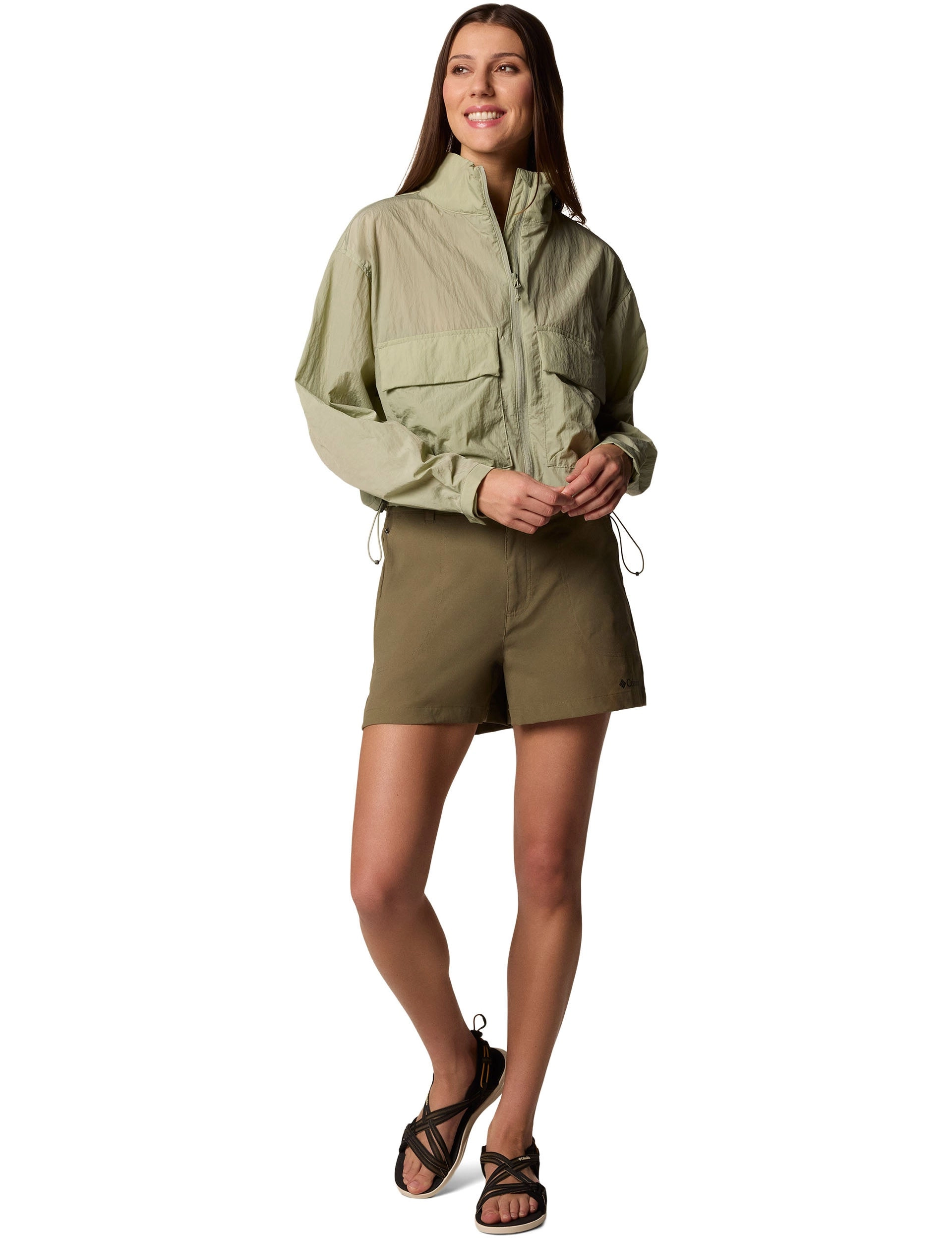 Paracutie Cropped Cargo Windbreaker - Safari