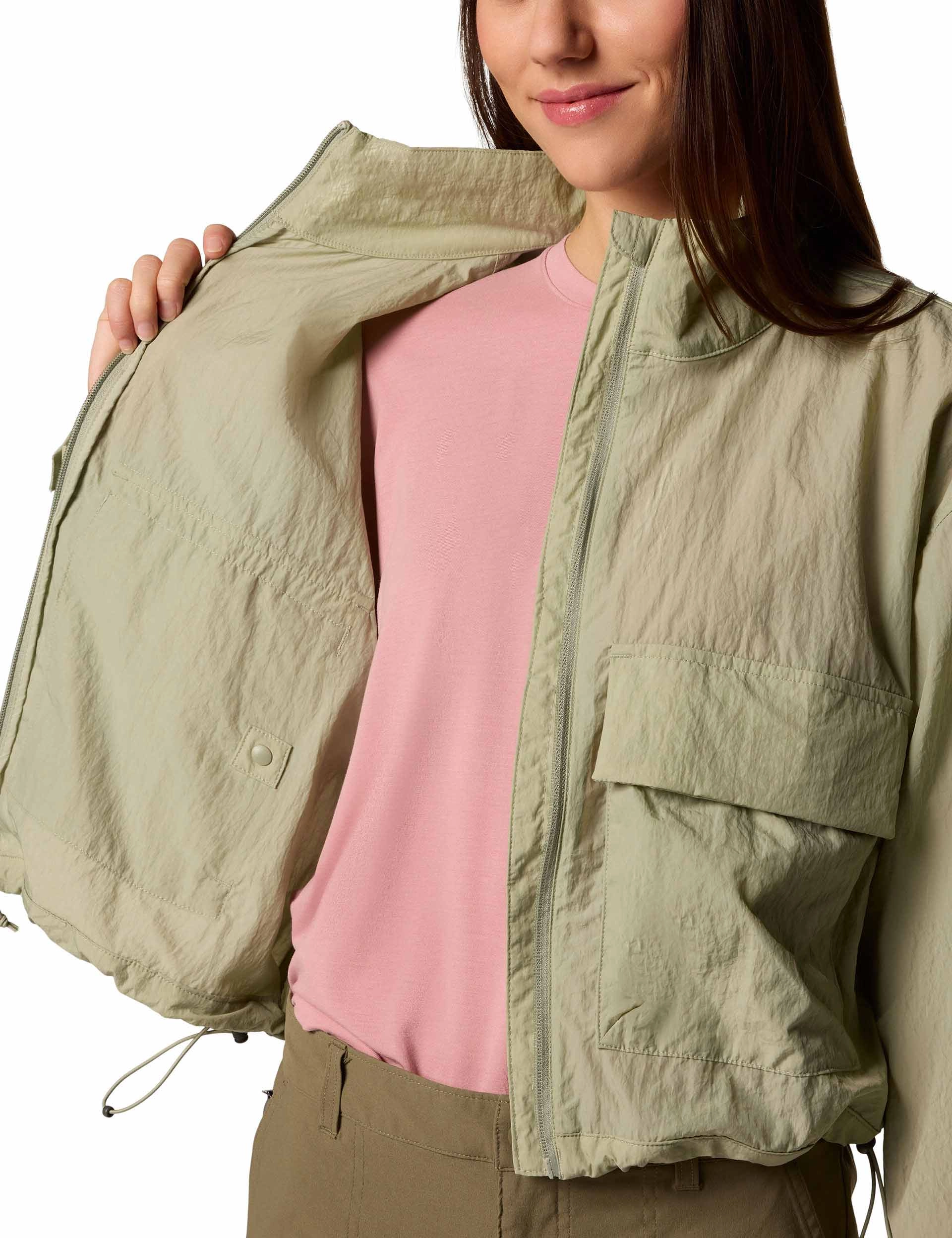 Paracutie Cropped Cargo Windbreaker - Safari