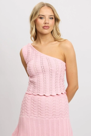 Pink Knit Top One Shoulder