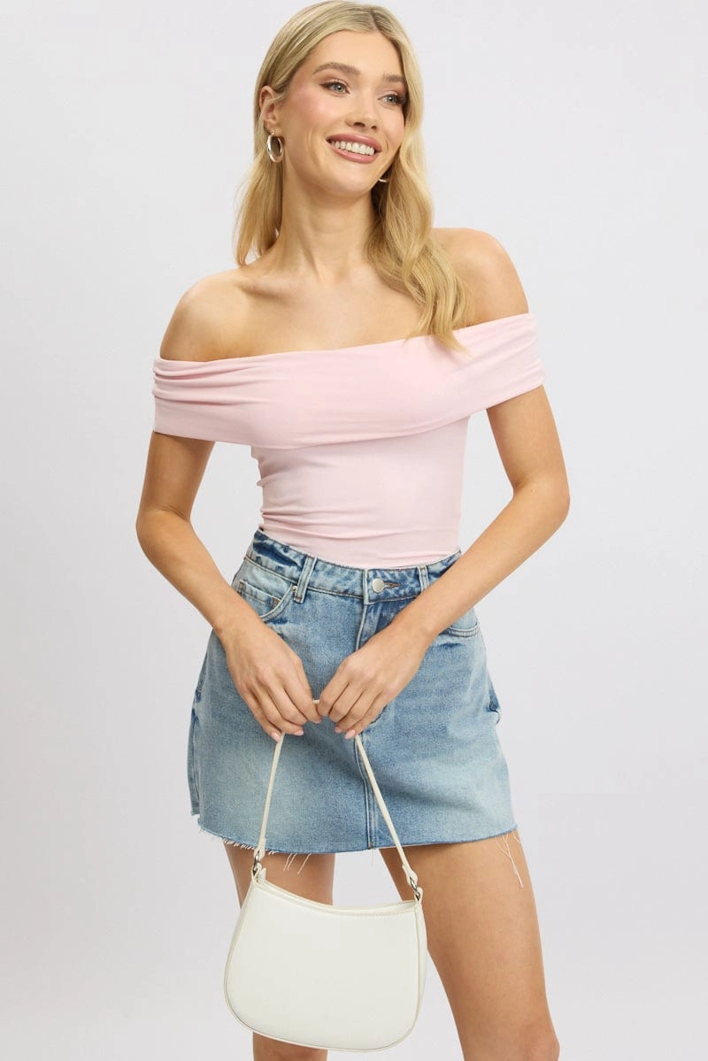 Pink Off Shoulder Top Jersey