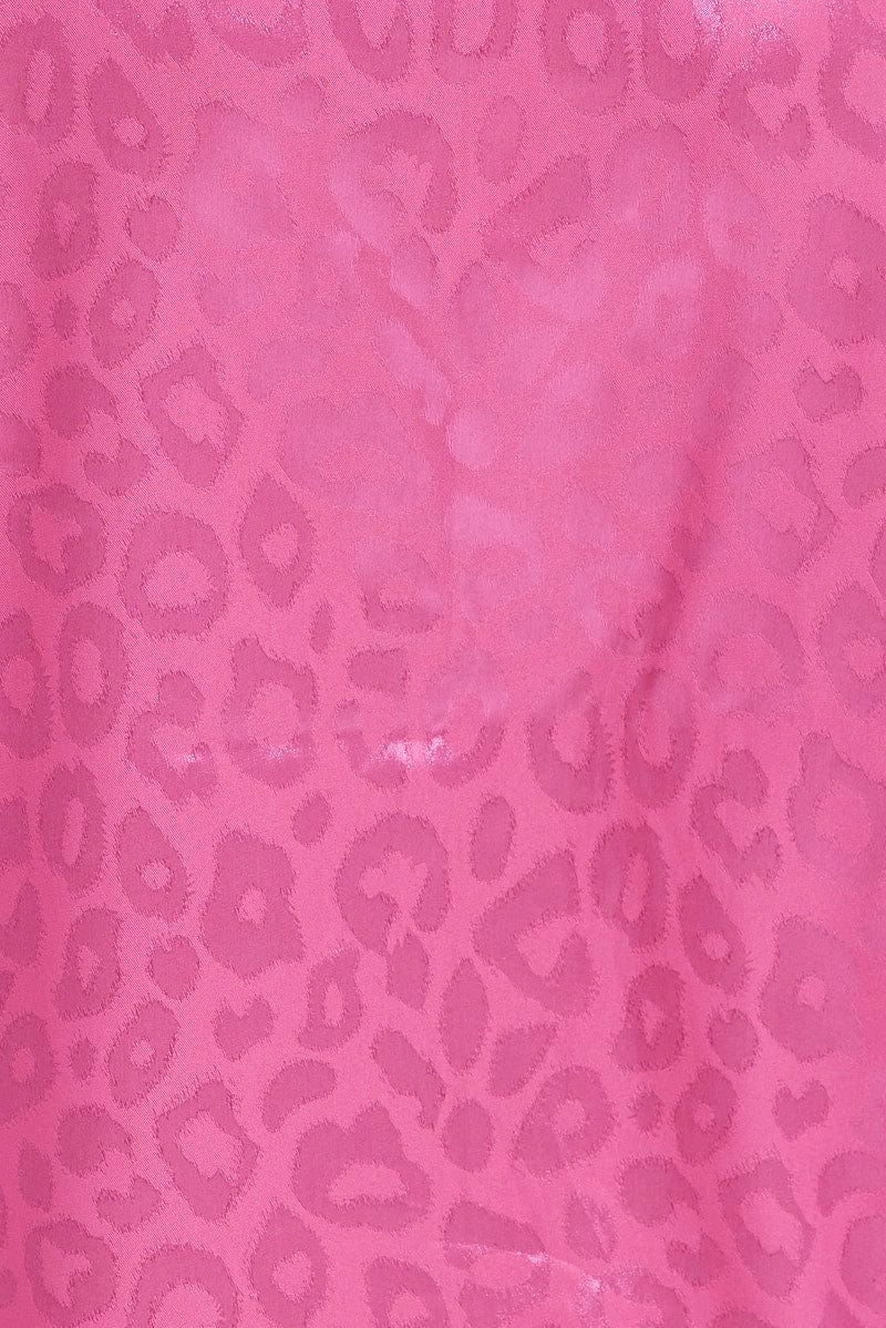 Pink Pyjama Set Leopard Jacquard Satin Piping PJ