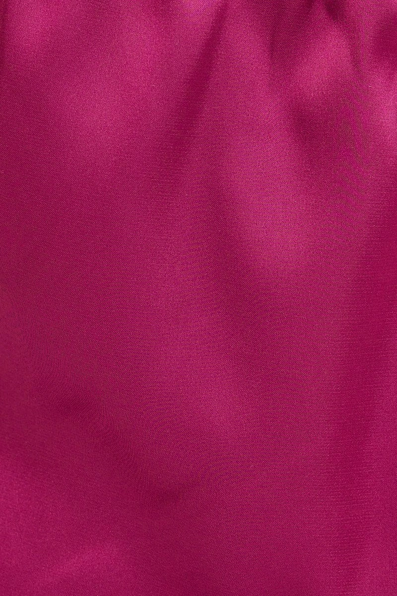 Purple Satin Pj Lace Trim Cami Pyjama Set