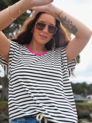 Rebel Club Be Bold Stripe Tee Black White Pre-Order Due Late May