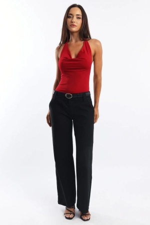Red Halter Bodysuit Sleeveless