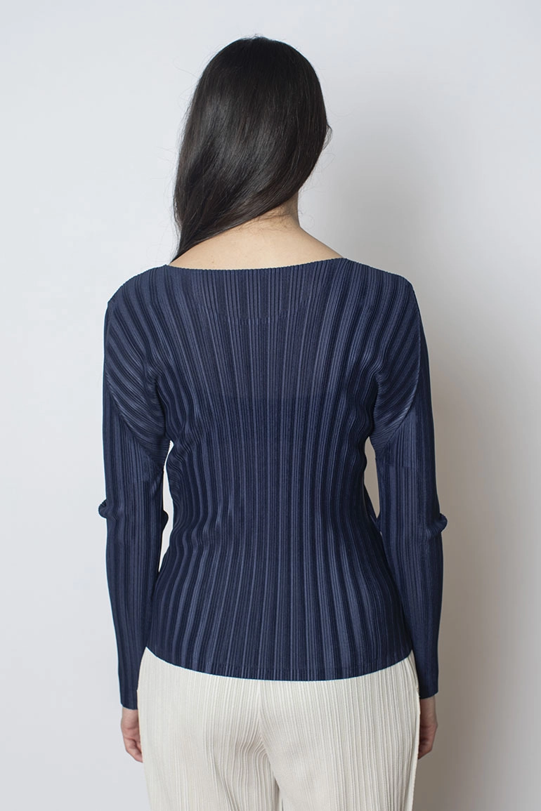 Rib Pleats Top - Navy
