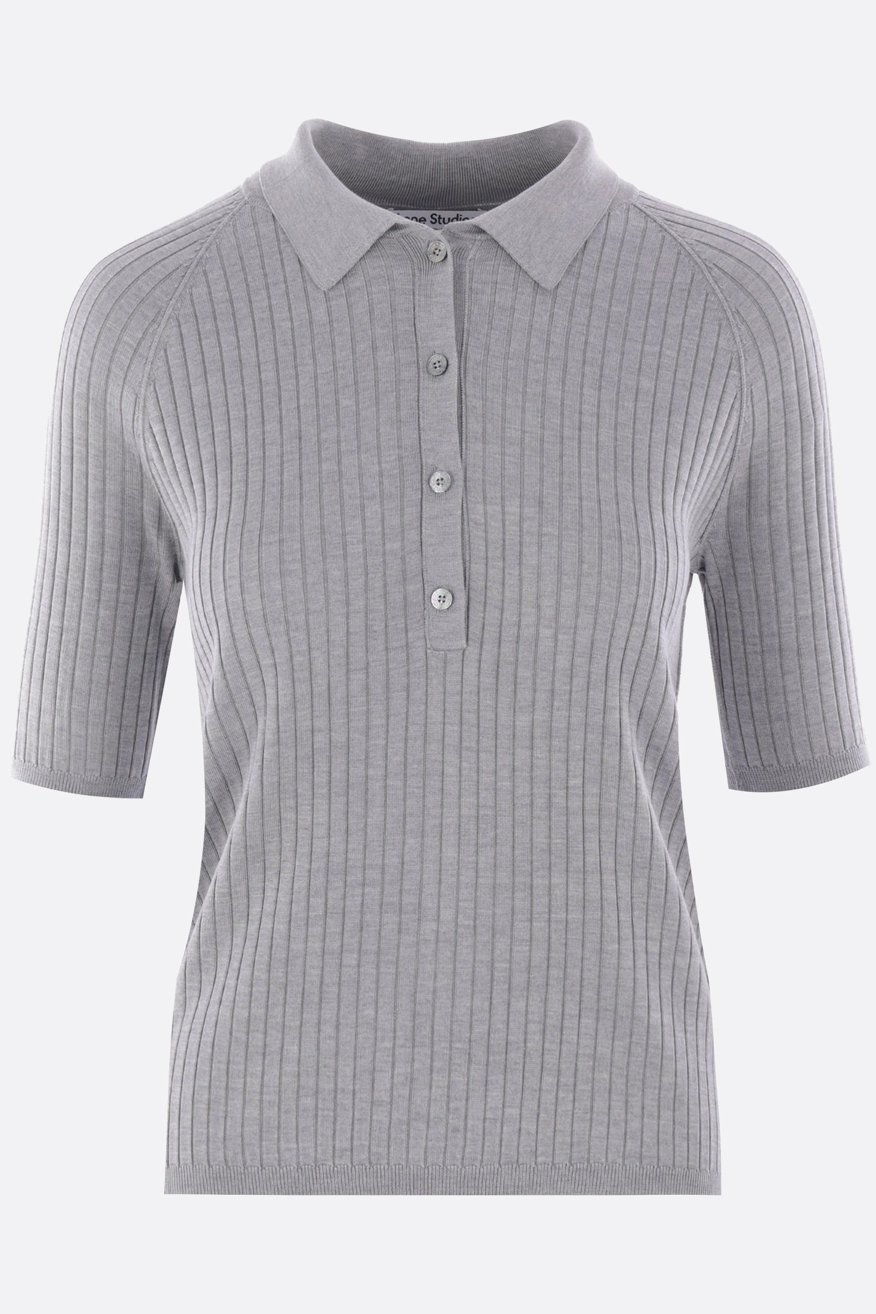 rib silk polo sweater