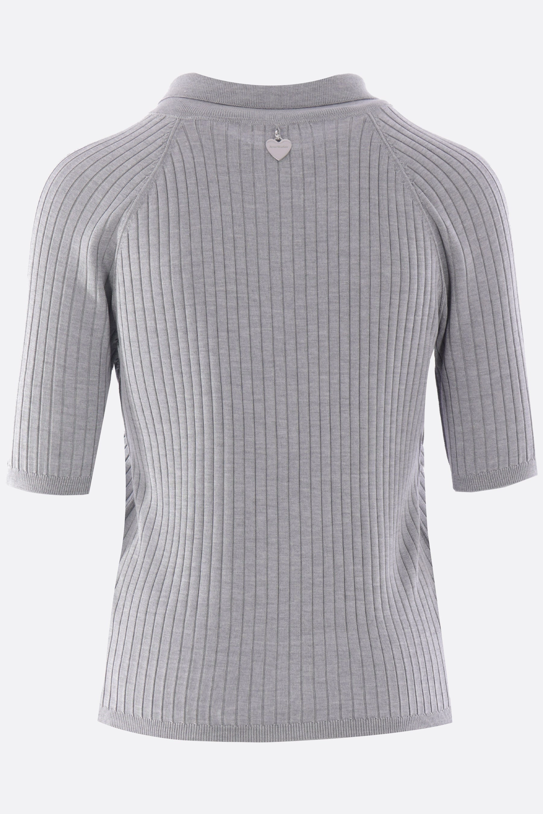 rib silk polo sweater