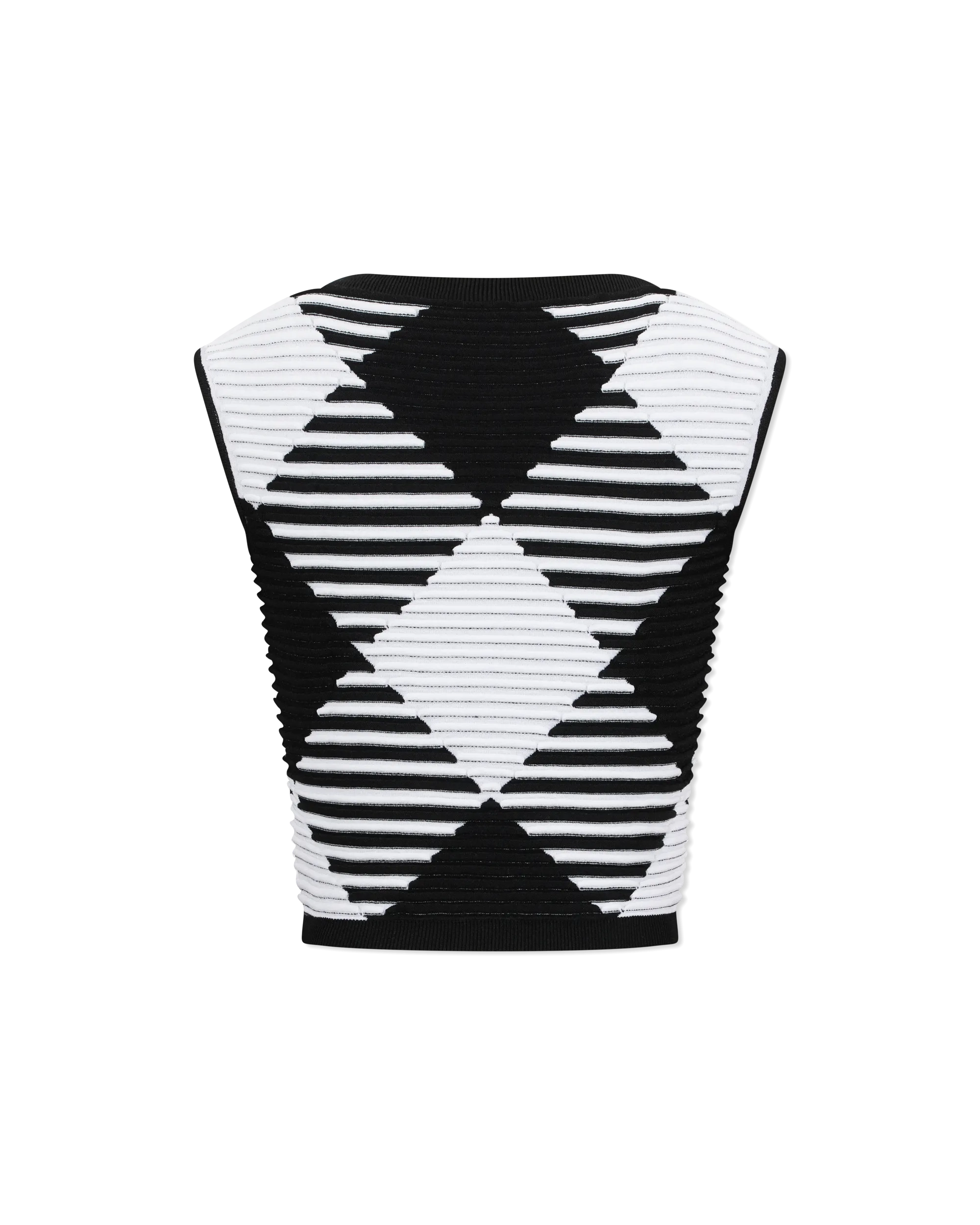 Rolled Gingham Knit Cropped Top