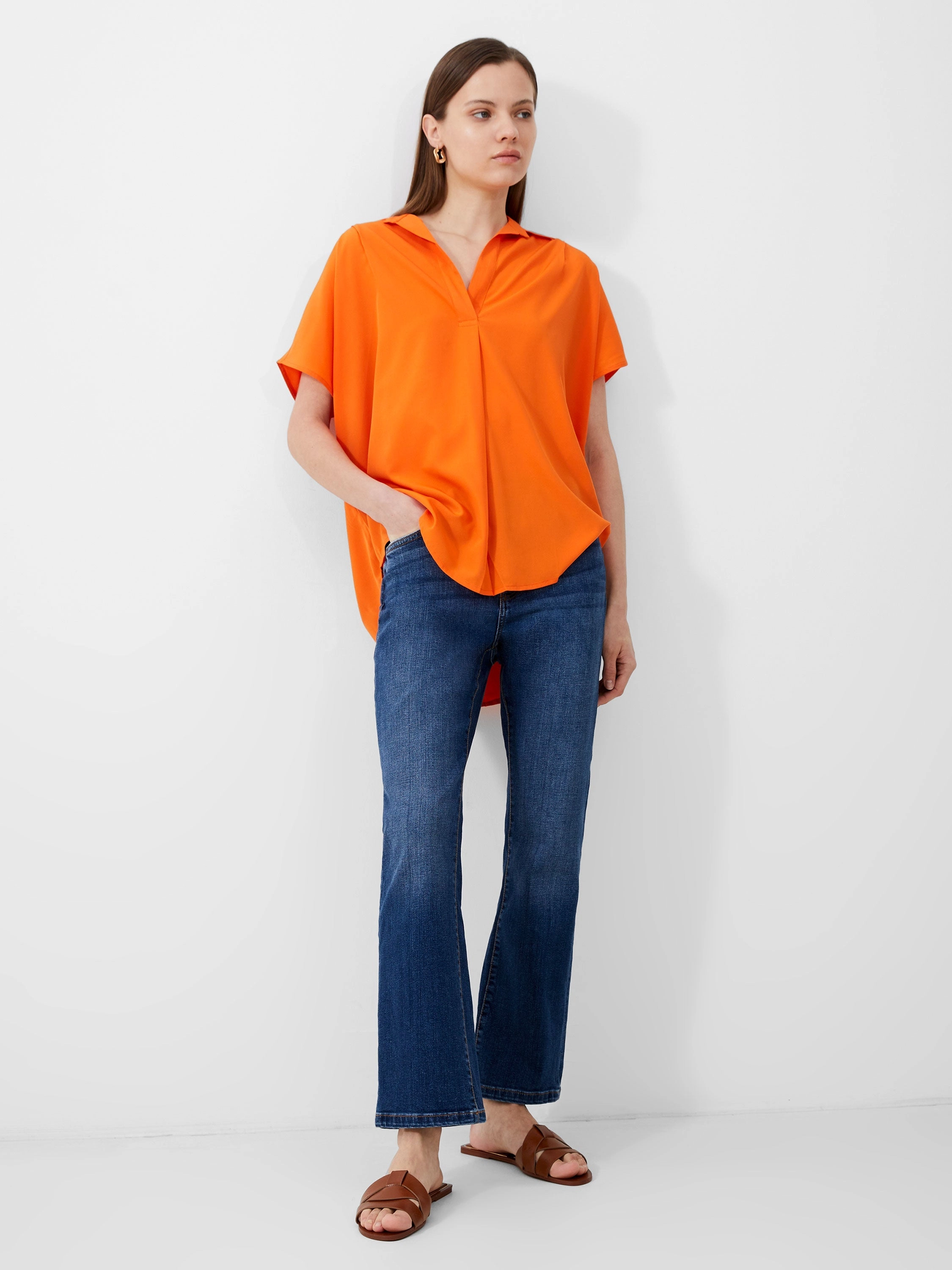 Short Sleeve Crepe Light Popover Shirt