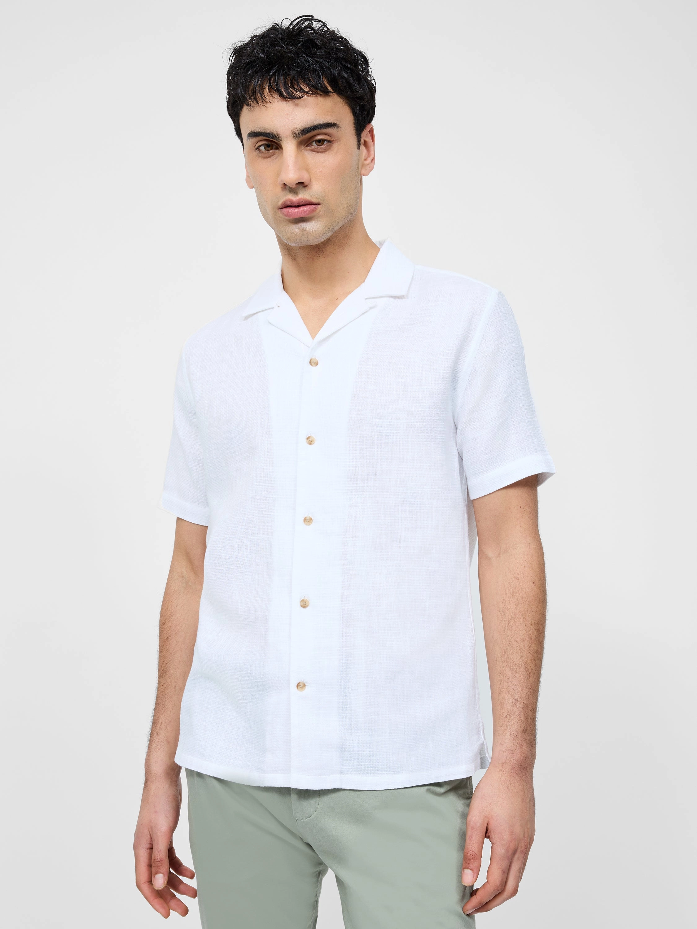 Short Sleeve Matty Weave Revere Shirt