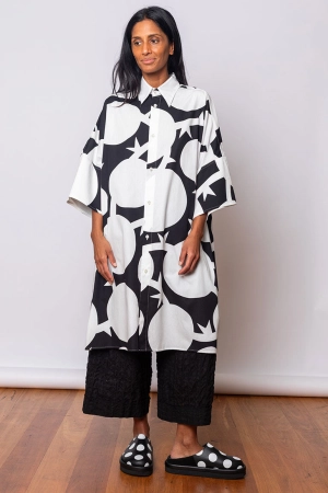 Spiky Polka Dot Big Shirt - White