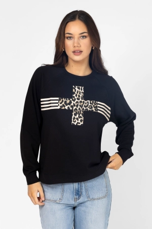 Stella   Gemma Everyday Sweater Leopard Cross Black