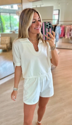 Su005 White Polo Top