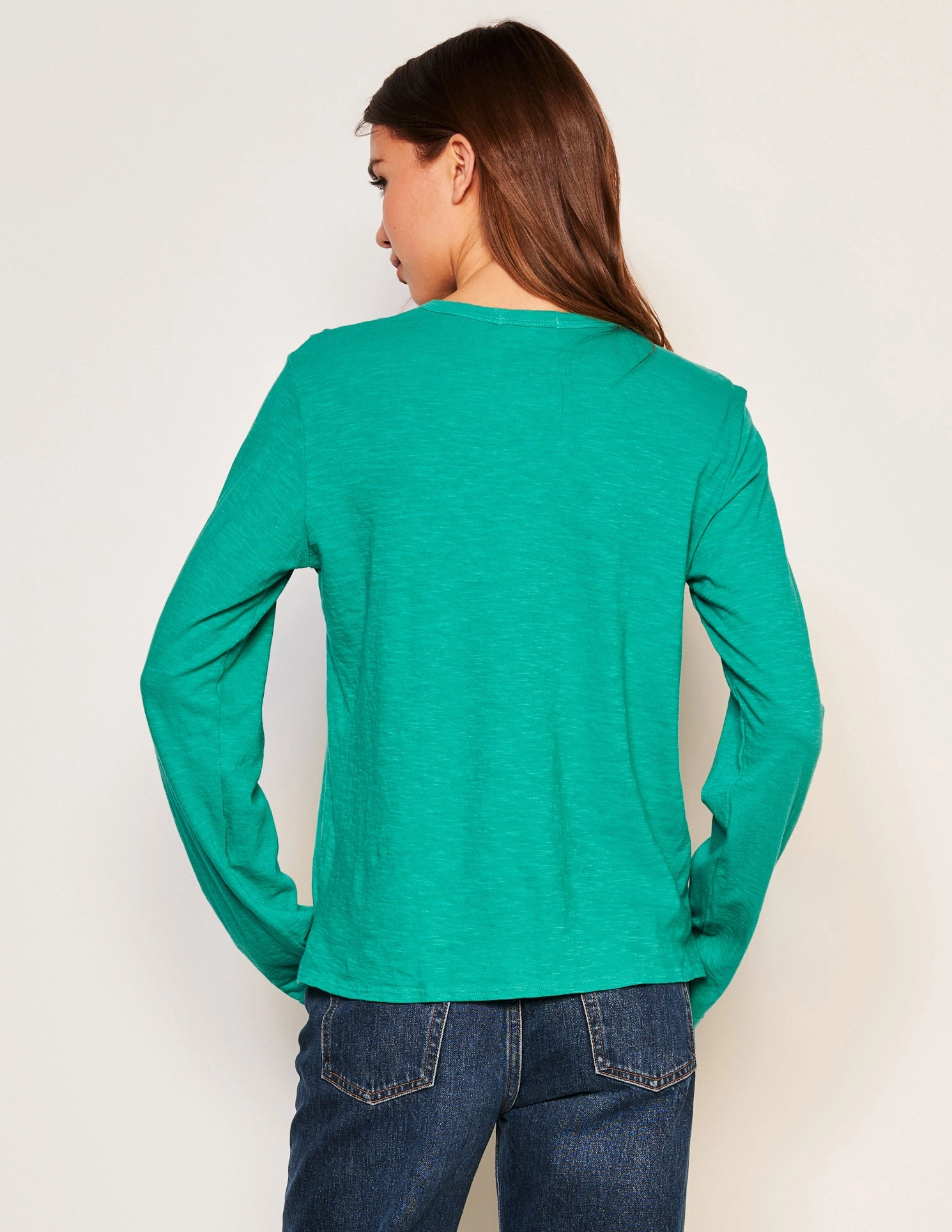 Sundry Long Sleeve Crew in Maldives Green