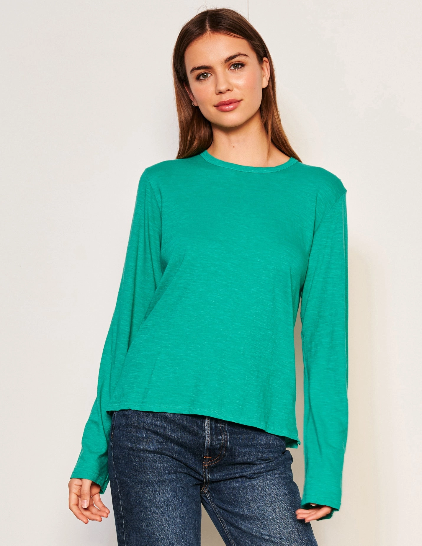 Sundry Long Sleeve Crew in Maldives Green