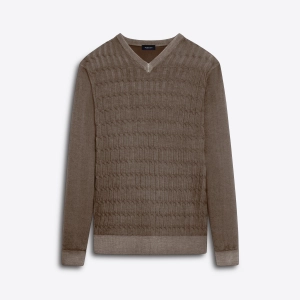 Super Merino V-Neck Cable Sweater