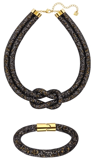 Swarovski Stardust Exclusive Edition 5184480 Black and Gold Set of Necklace and Bracelet for Women