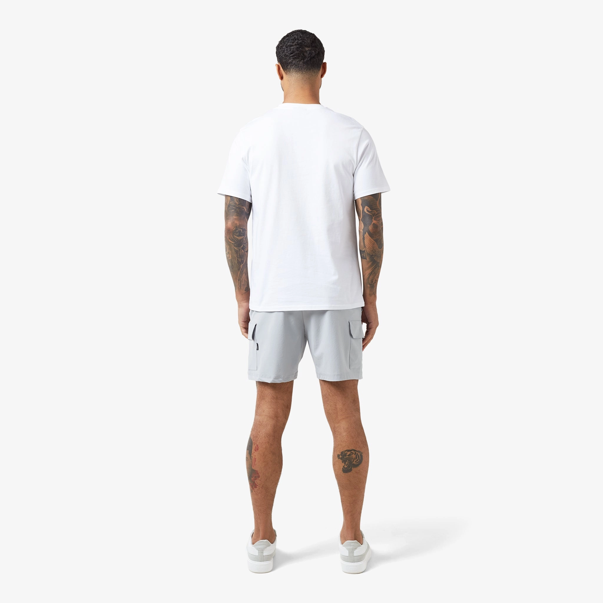 Tech Pocket Twinset | White Grey