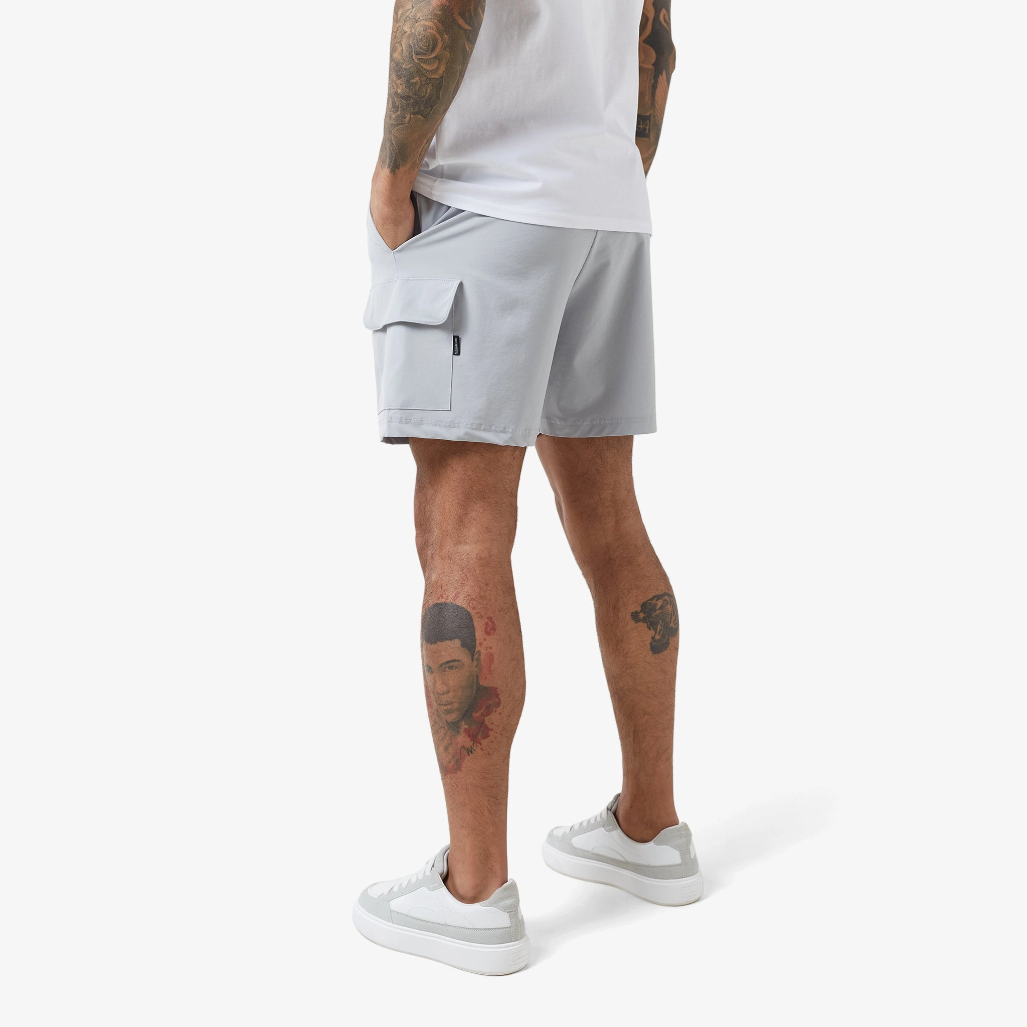 Tech Pocket Twinset | White Grey