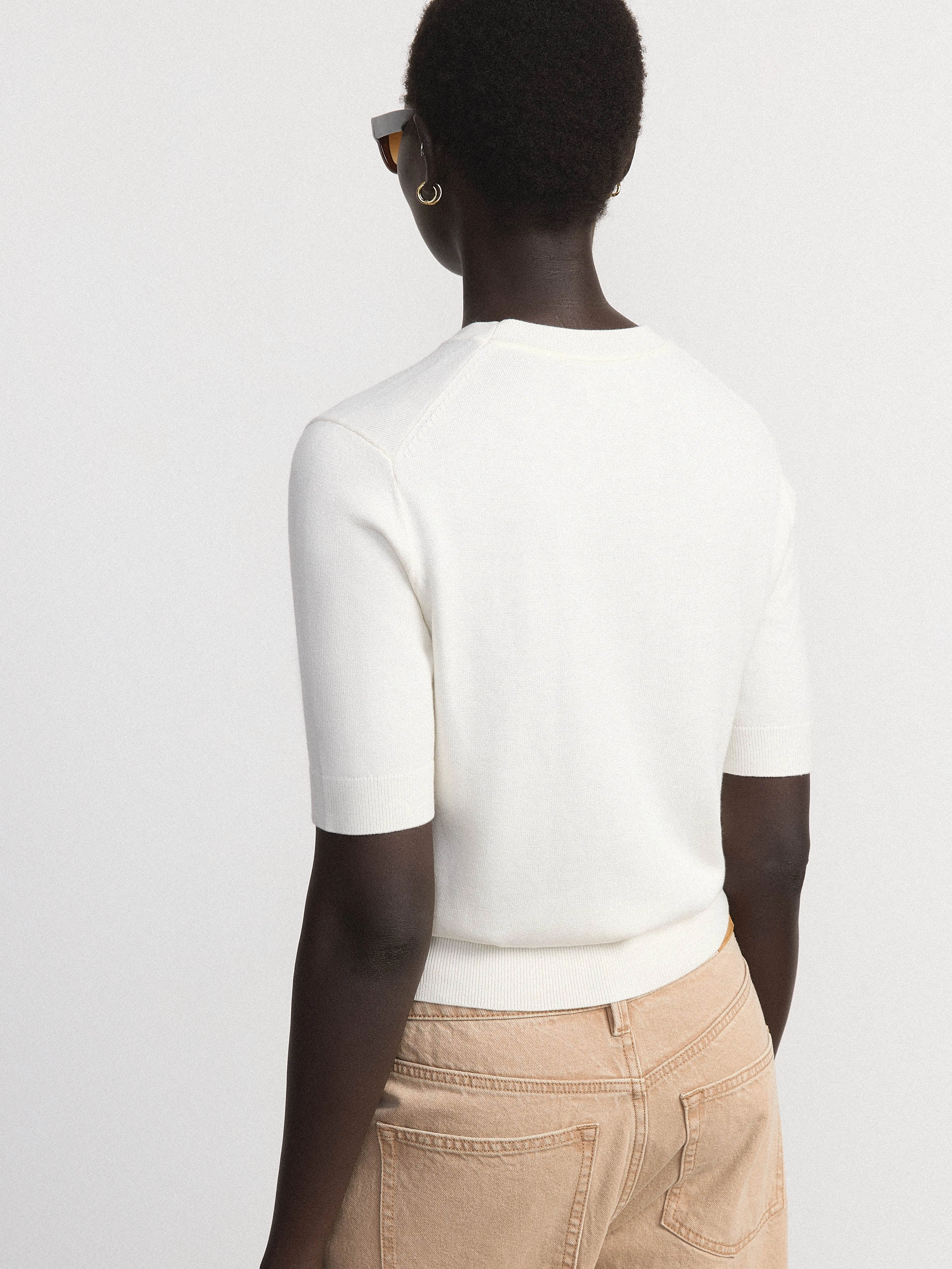 The Short Sleeve Sweater in Cream