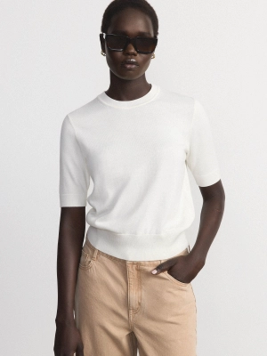 The Short Sleeve Sweater in Cream