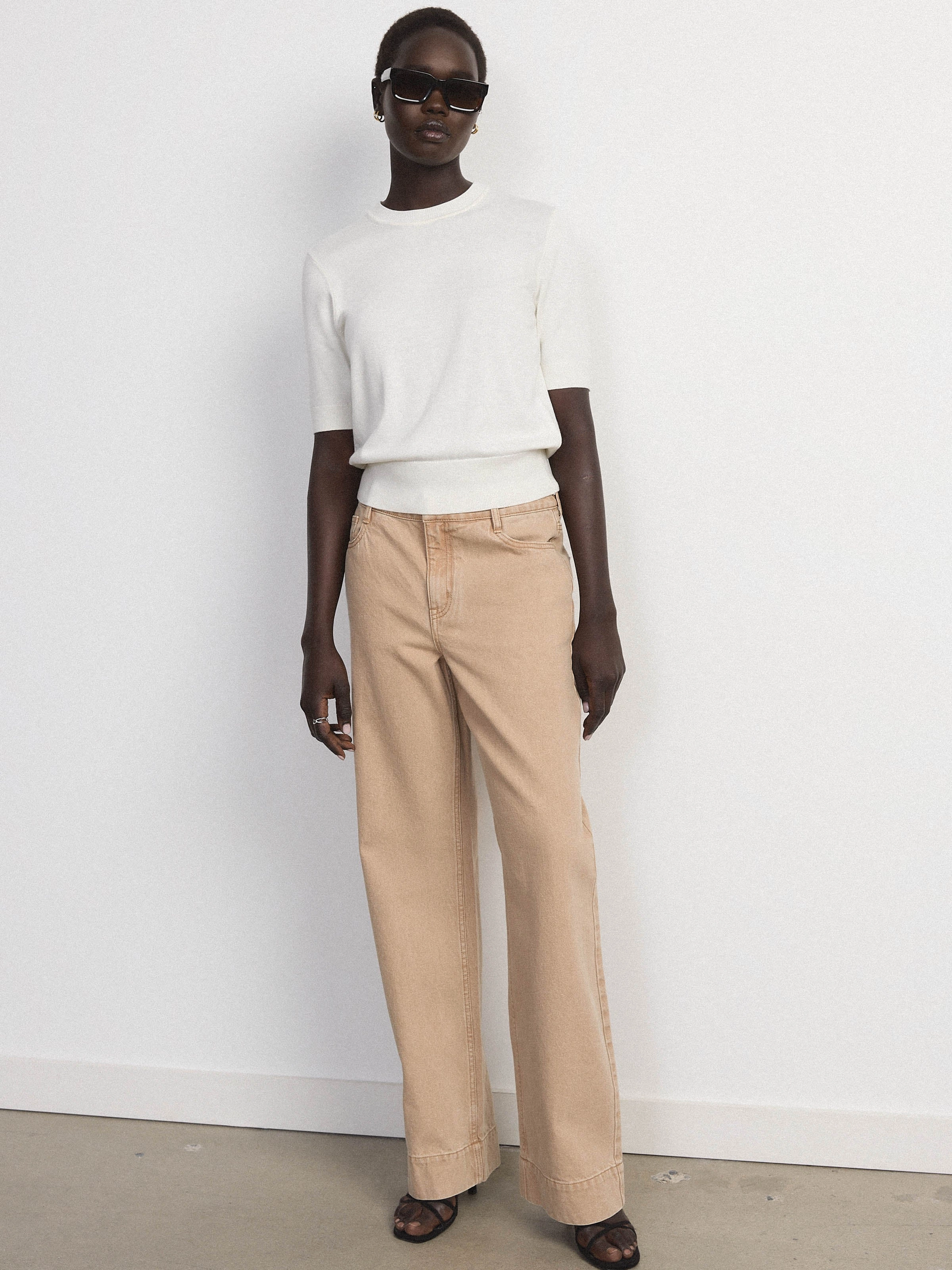 The Short Sleeve Sweater in Cream