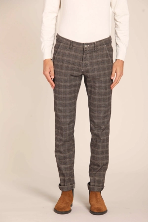 Torino men's chino pants in cotton stretch with motif galles slim fit