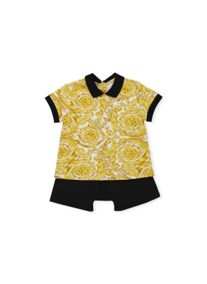 Versace Kids Baroque Pattern Short Sleeved Polo Shirt Set