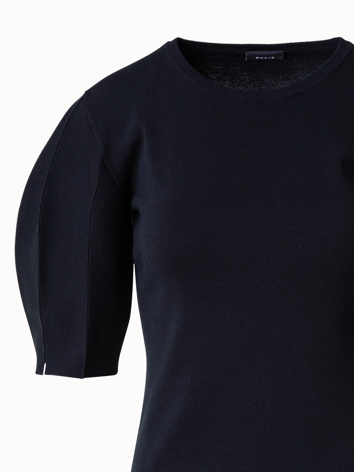 Volume Sleeve Silk Cotton Stretch Pullover