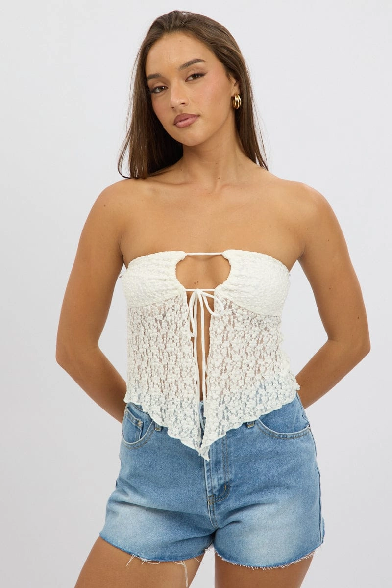 White Lace Tube Top Strapless