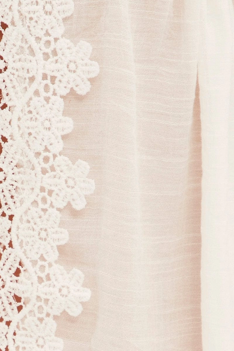 White Tie Front Lace Kimono