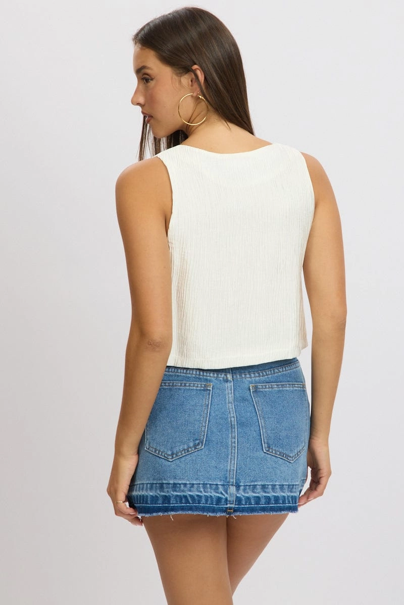 White Tie Front Top Sleeveless