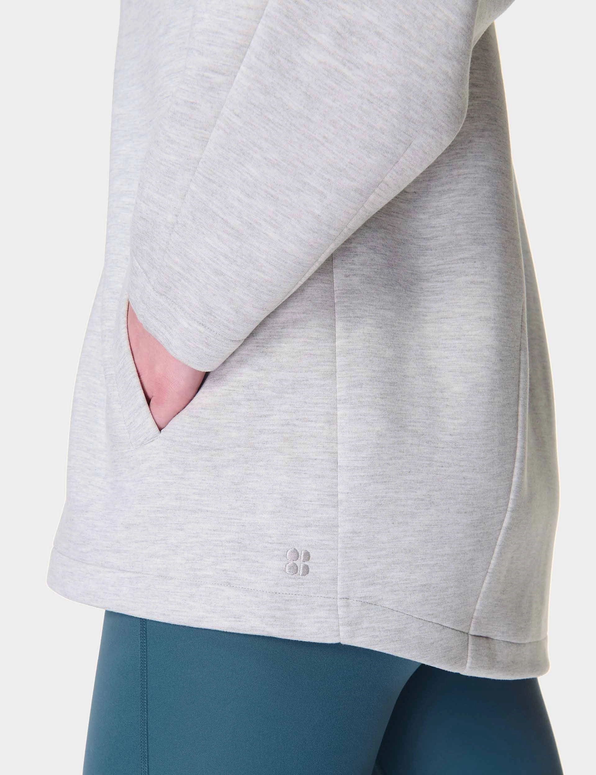 Wind Down Zip Up Hoody - Ice Grey Marl
