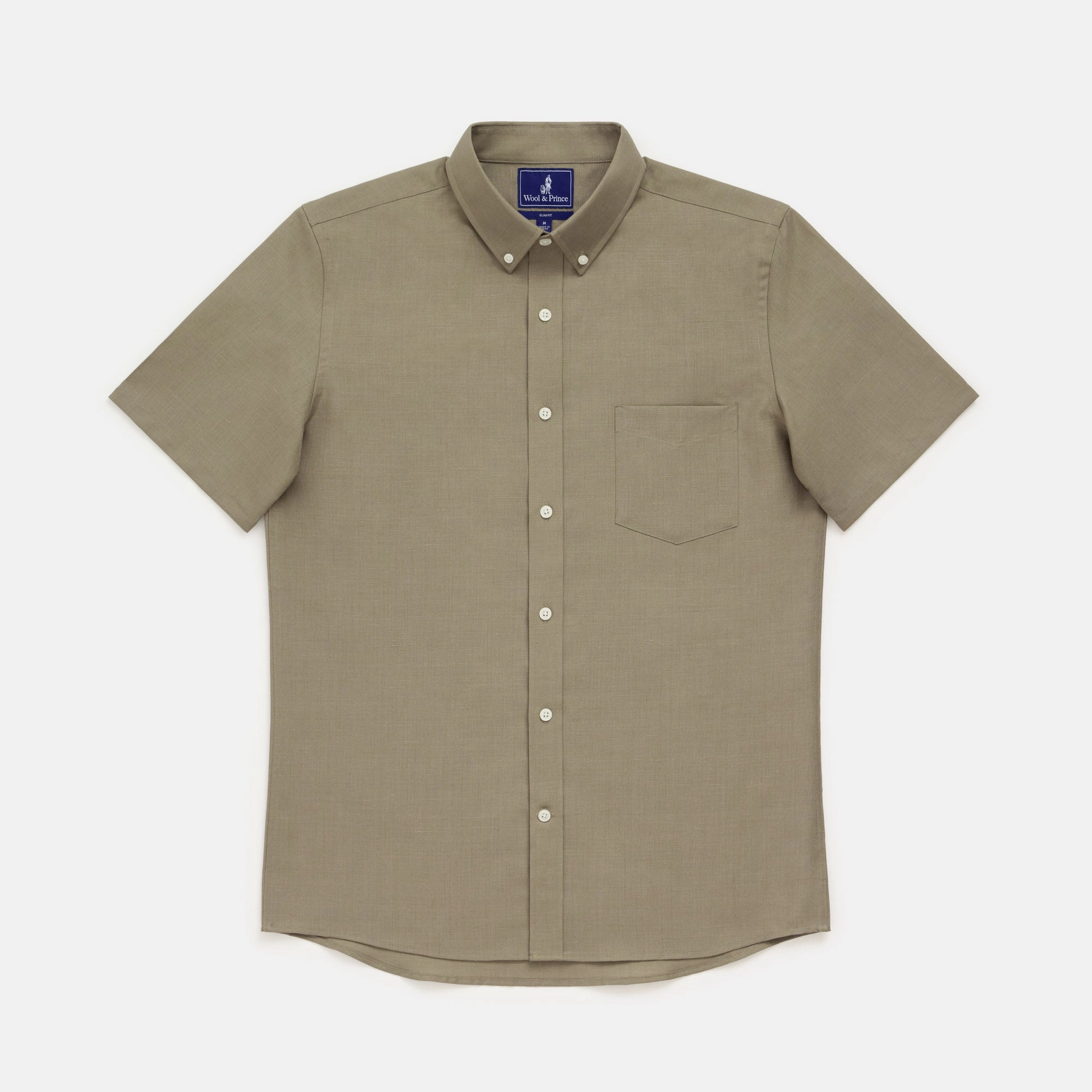 Wool Linen Short Sleeve Button-Down Shirt