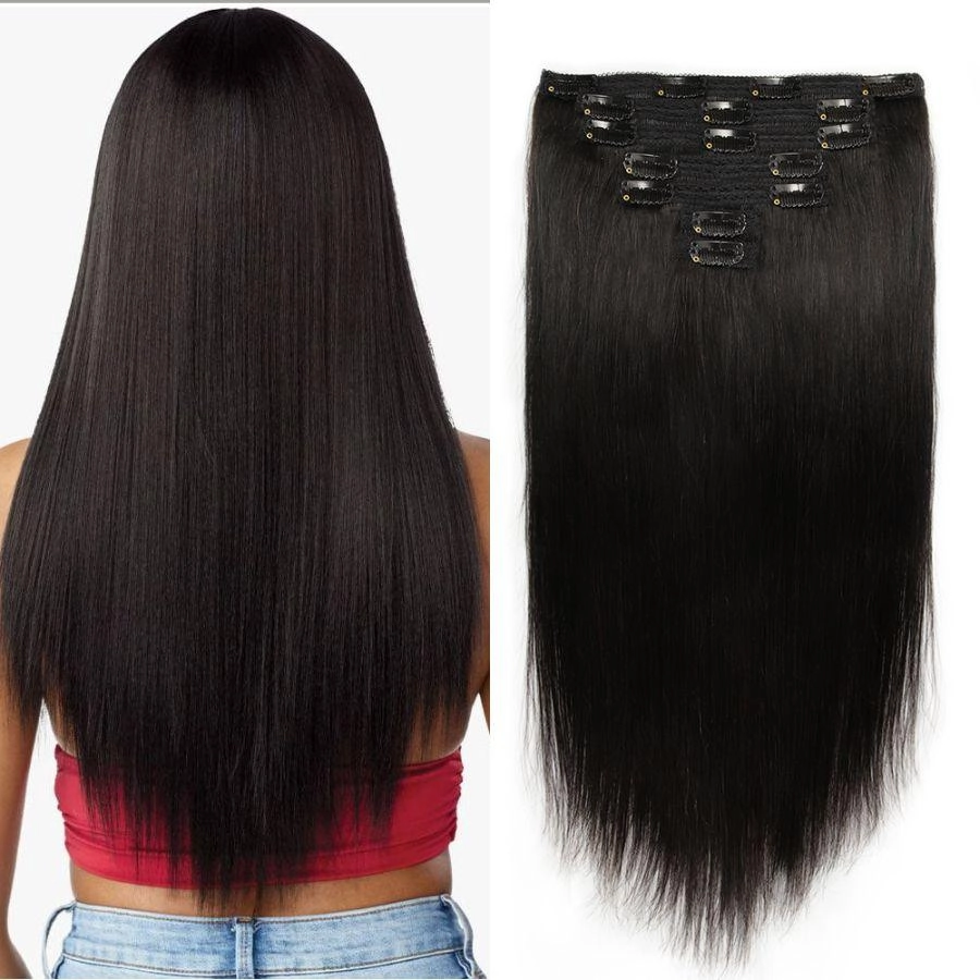 WOWANGEL Straight Classic Lace Weft Clip Ins Hair Extensions | USA Overnight Shipping